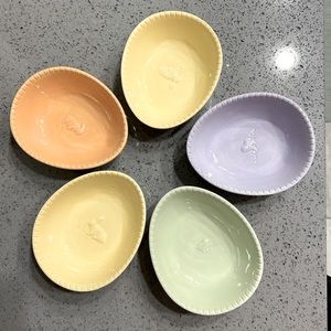 Vintage Easter Williams Sonoma Spring Embossed Egg Shaped Ramekins Dish Set Of 5